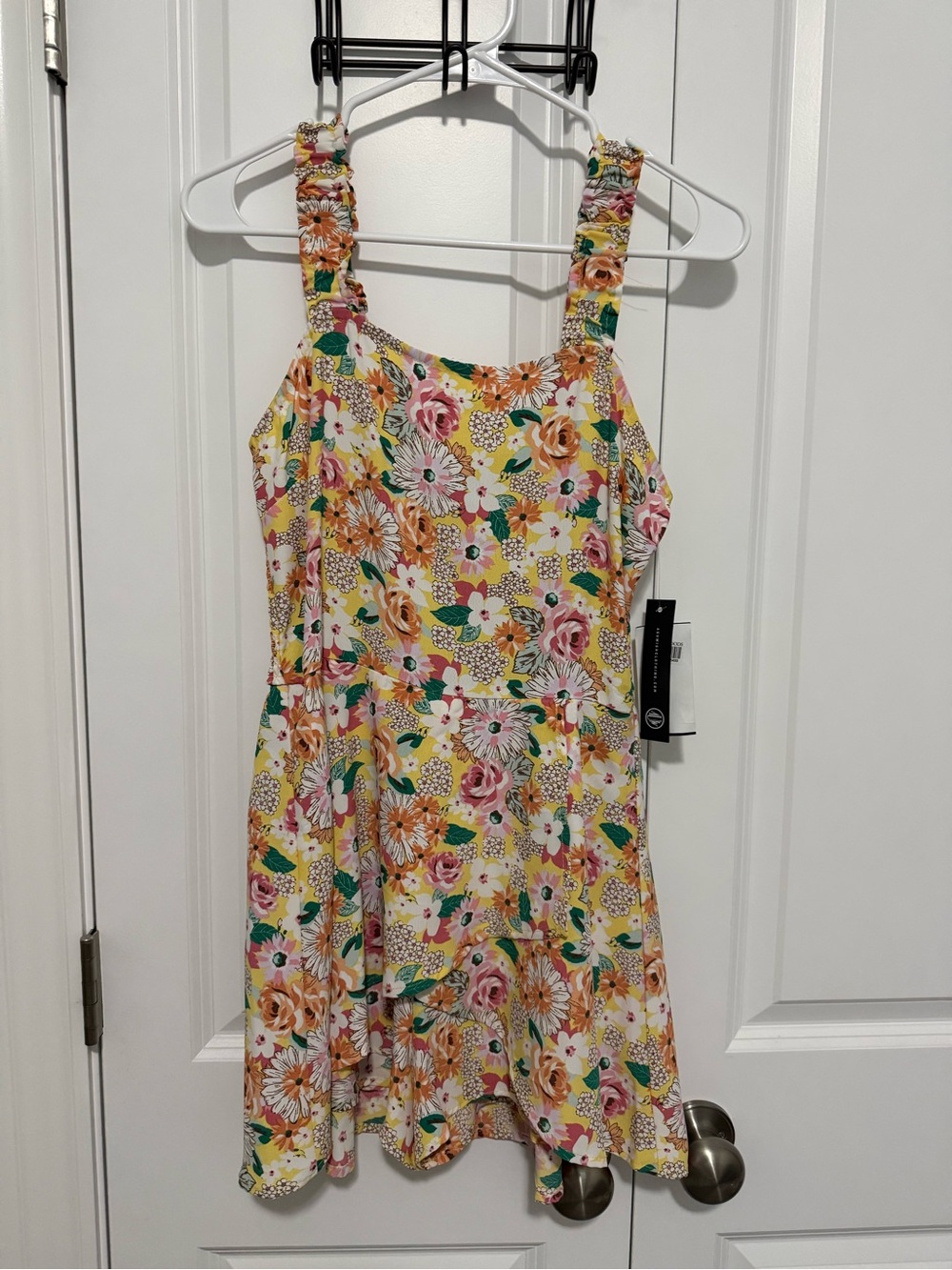 As U Wish Yellow Floral Dress with Pink & Green Blooms